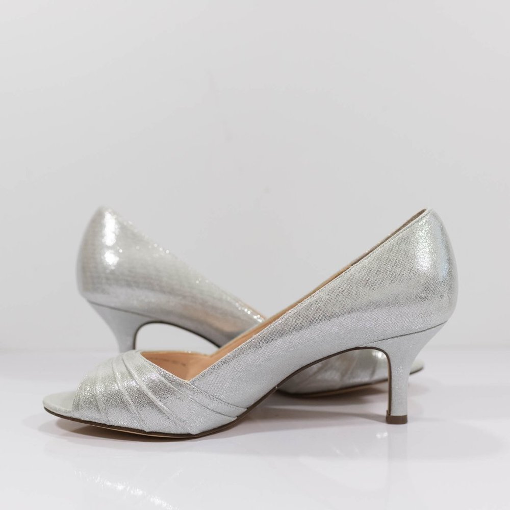 Nina Chezare Metallic Peep Toe Wedding Pumps - Picture 8 of 15